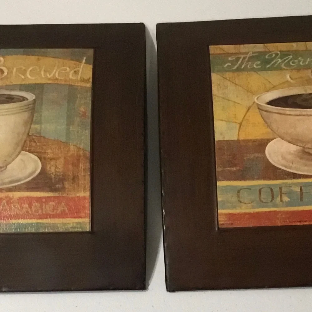 Retro Coffee Theme Metal Art Wall Decor Quality Prints Set Of Two 12